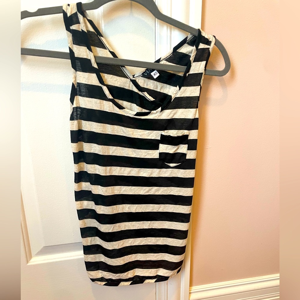 Stripe cross over high back venus  top xs